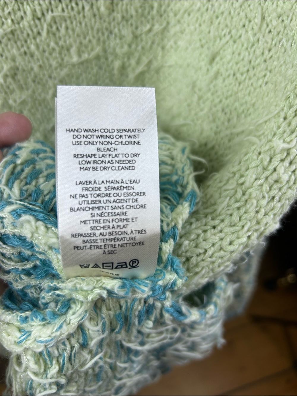 Free People Pistachio Green Textured Dolman Knit Sweater Medium Boho Oversized - Picture 5 of 6